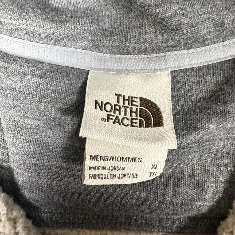 Men's The North Face Grey Fleece Pullover with Snap Button Collar XL EUC